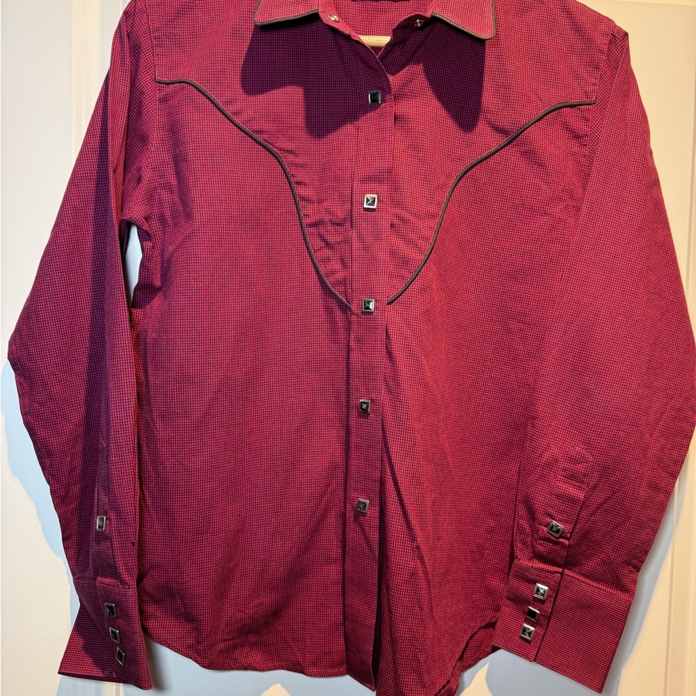 Rough Rider Red Western Style Button-Up Shirt Rodeo